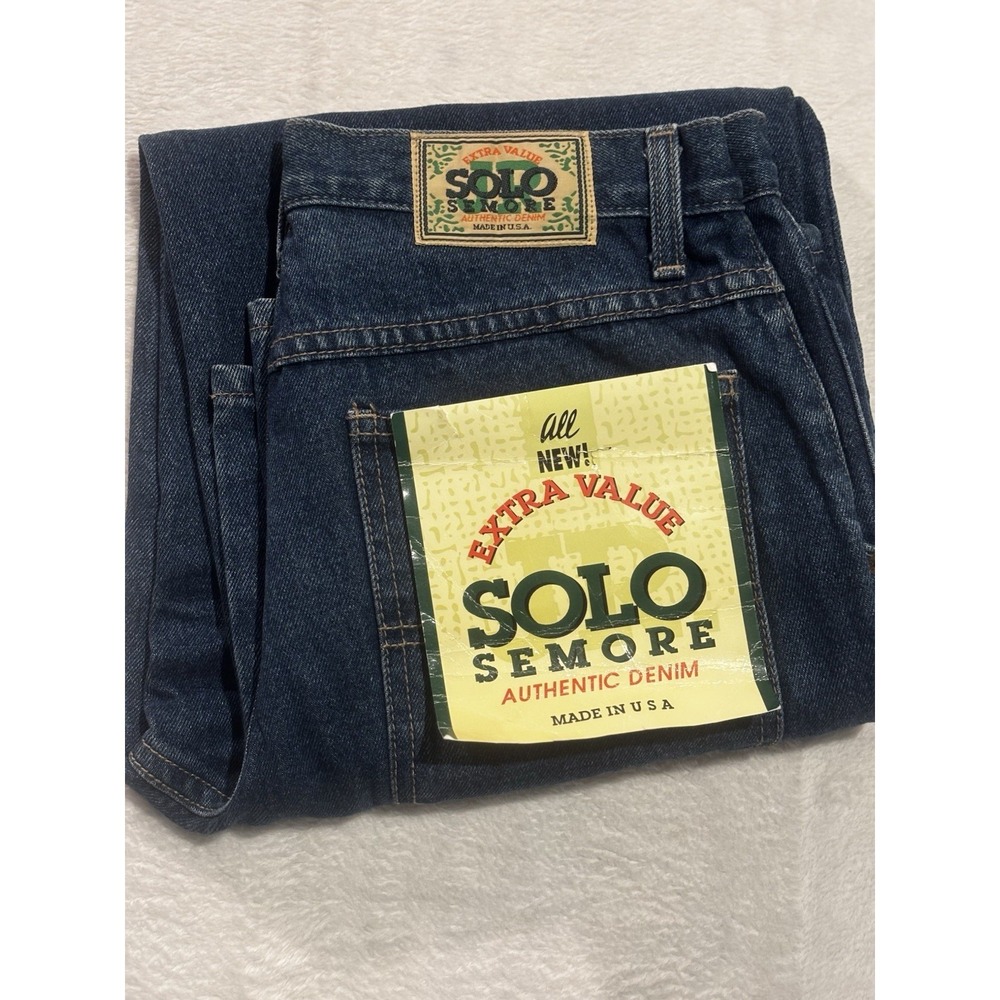 NEW Vintage Solo Semore Jeans 90s Made In USA Women 17/18‎ Straight Med Wash